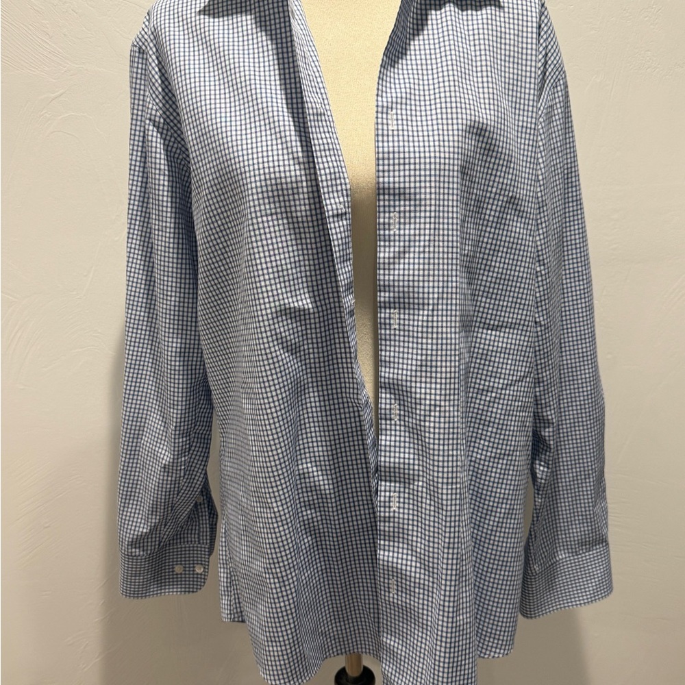 Men's Blue Checkered Dress Shirt